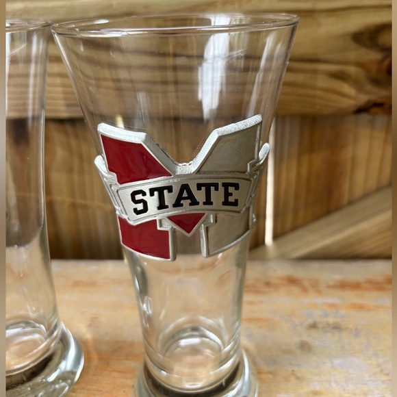 Set of 2 Mississippi State 18oz Pilsner Beer Glasses with Fine Pewter Emblems - Picture 6 of 9
